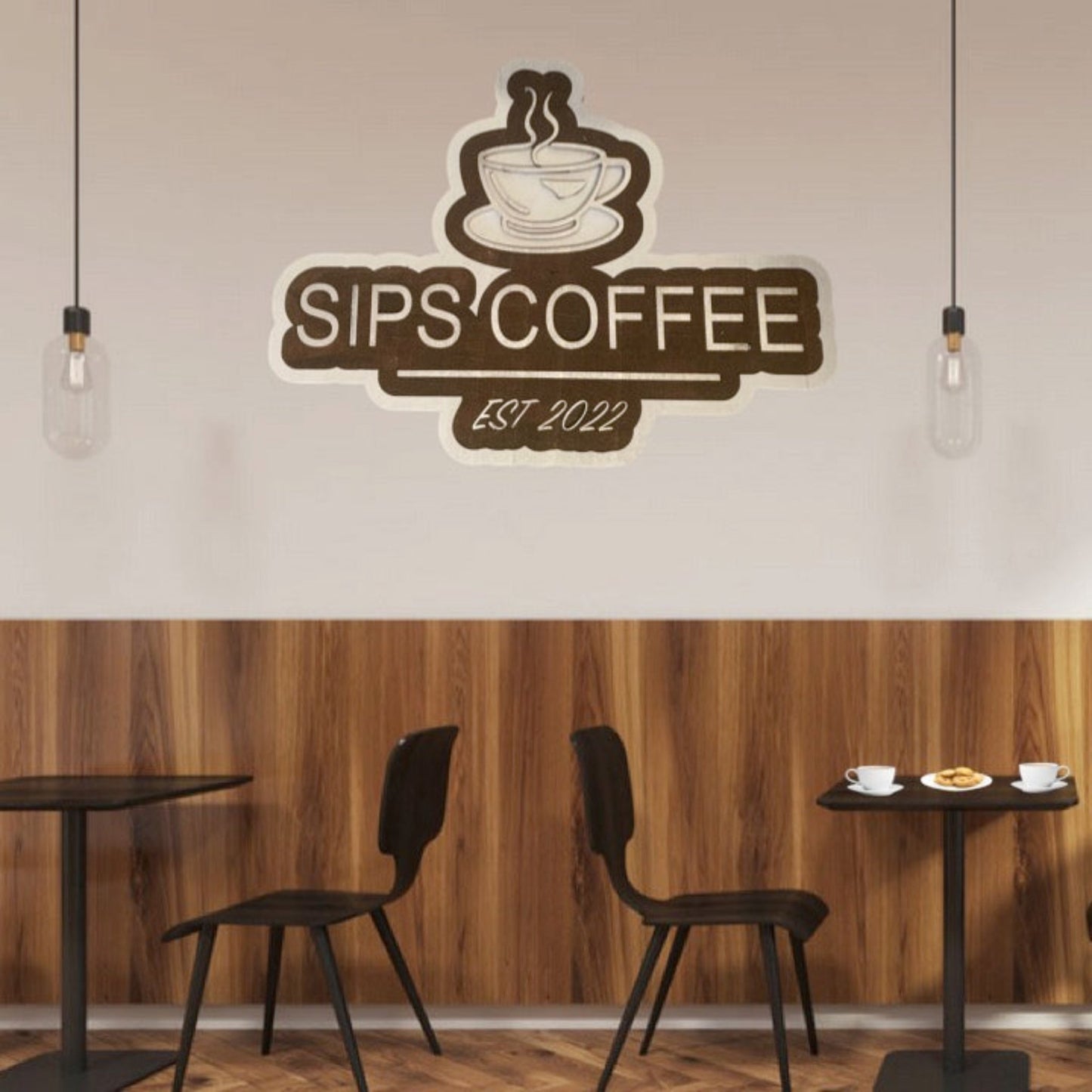 Wooden Coffee Shop Sign