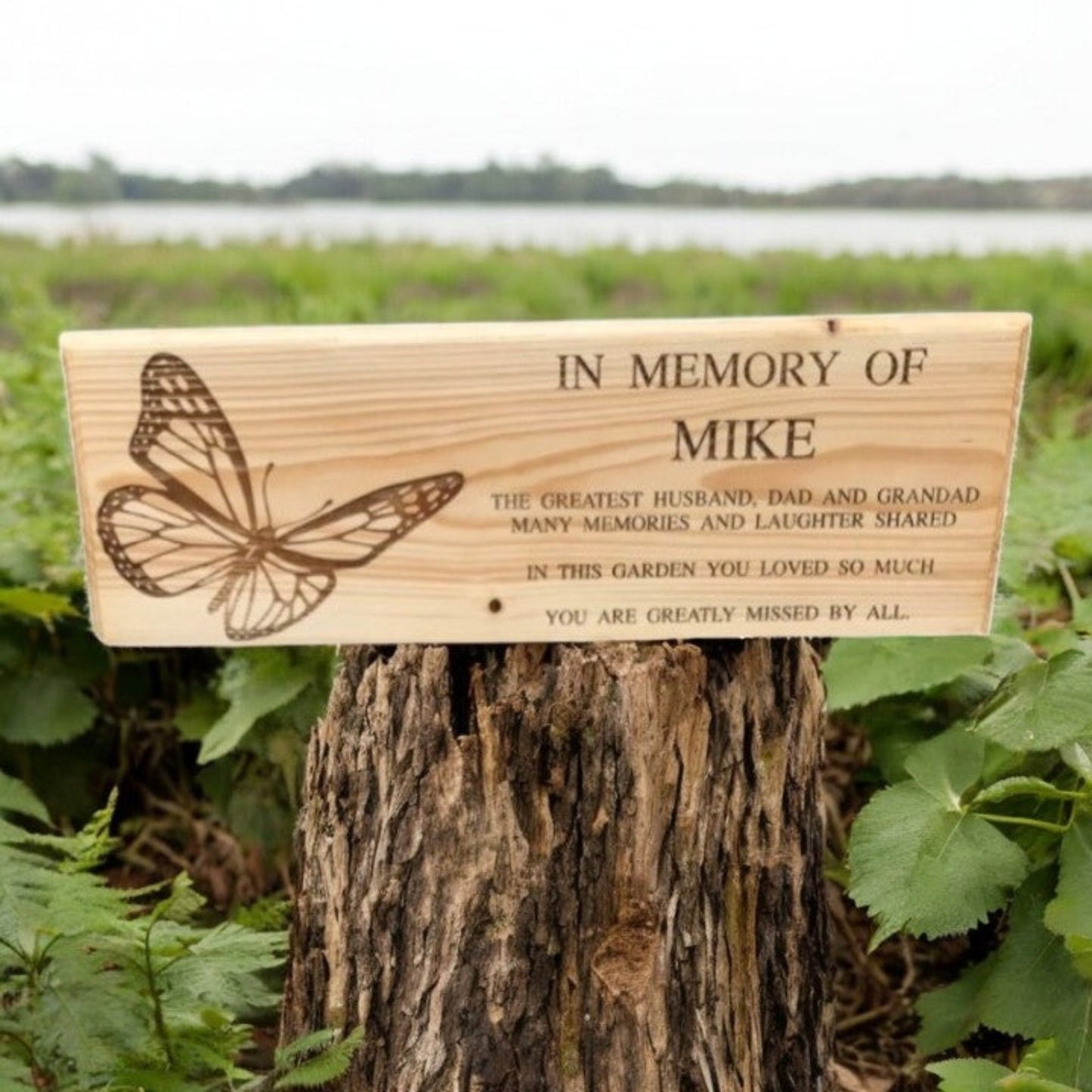 Personalised wooden memorial sign